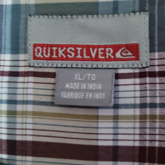 Men's Quicksilver Short Sleeve Button Down Plaid Shirt Size XL Burgandy/Blue - Picture 5 of 11